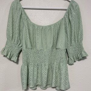 URBAN Romantics Sage Eyelet Blouse